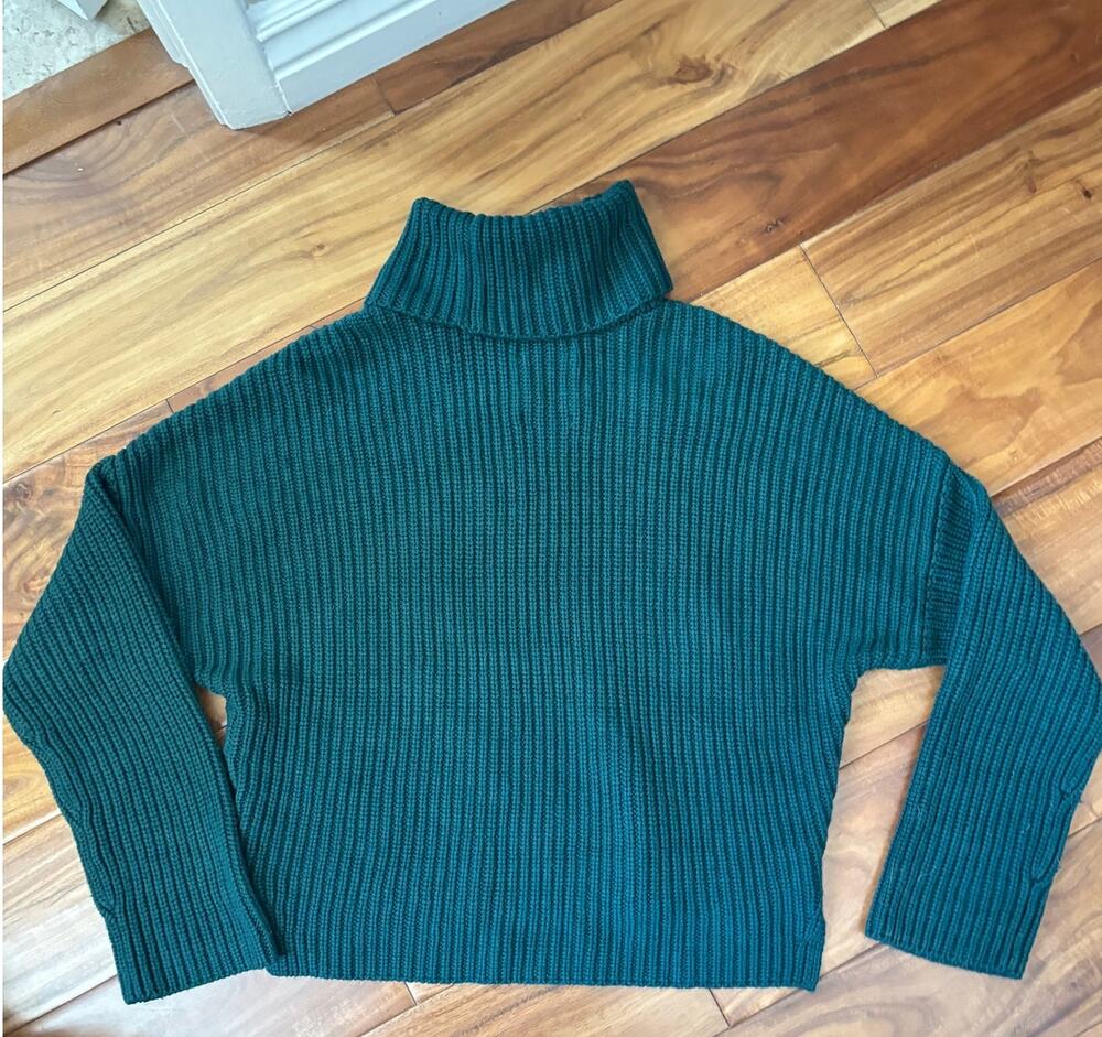 Abercrombie Fitch Green Cozy Knit Turtleneck Sweater Small